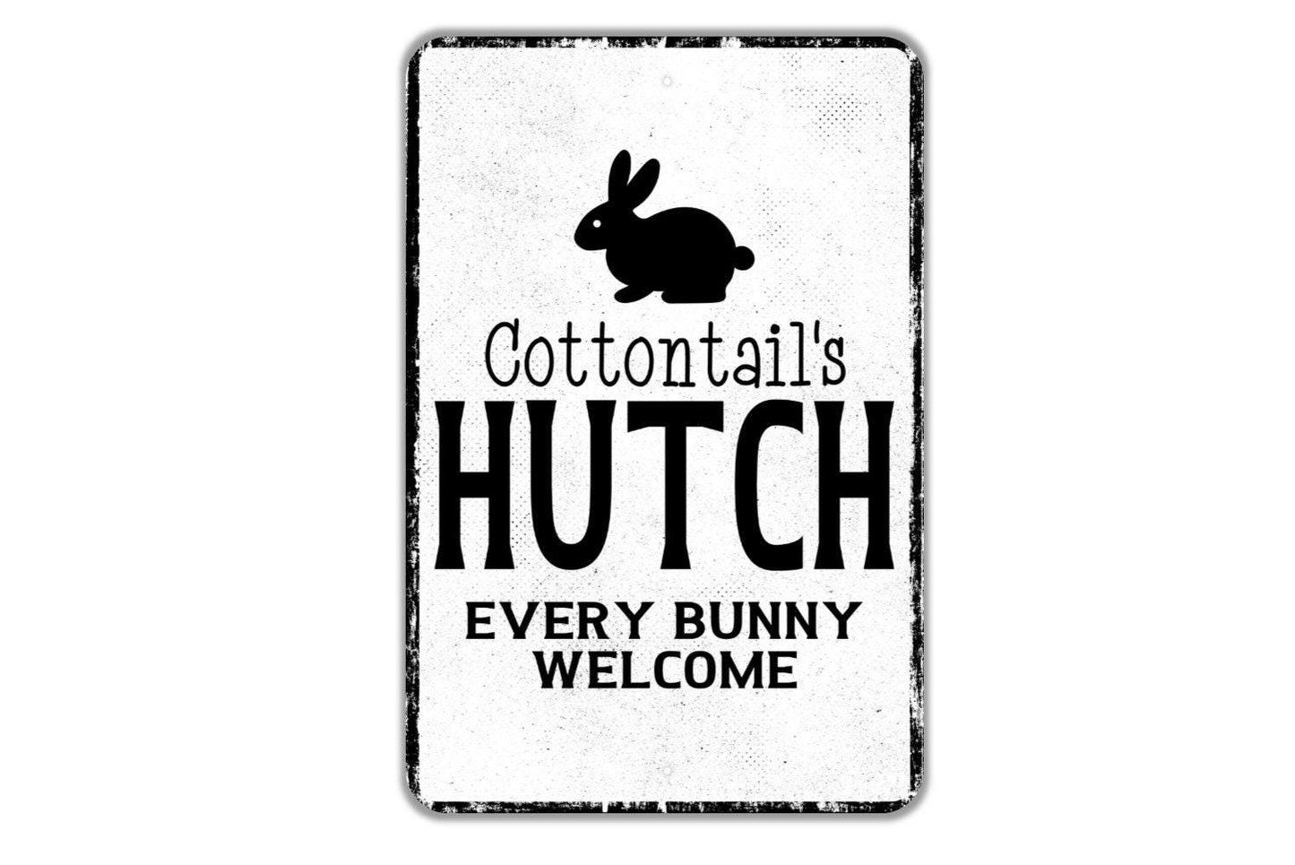 Rabbit Bunny Hutch Personalized Sign - Name Metal Wall Art - Custom Name Sign - Every Bunny Welcome