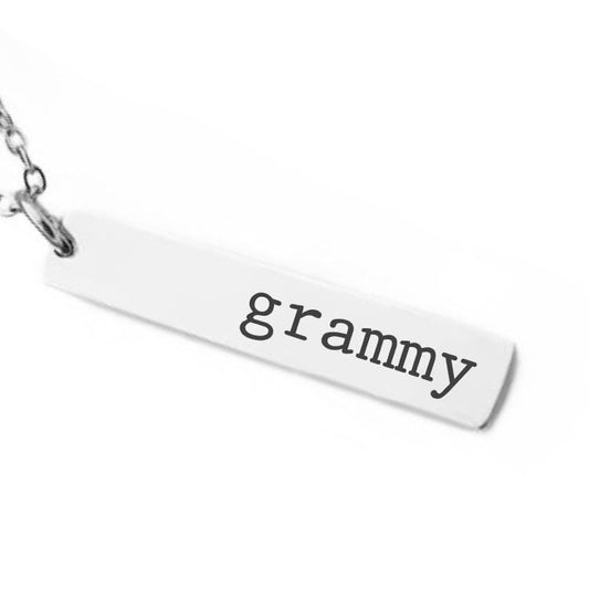 Grammy Bar Necklace – Custom Name or Date Engraved – Gold, Silver, or Stainless Steel – Gift for Grandma or Grammy