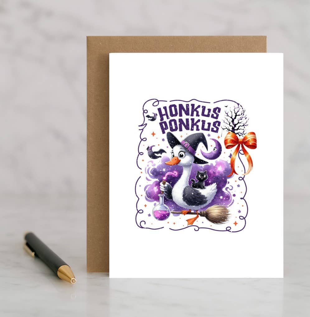 Honkus Ponkus Card – Funny Halloween Goose Card – Witchy