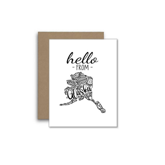Hello from Alaska – Boho Mandala State Outline Card
