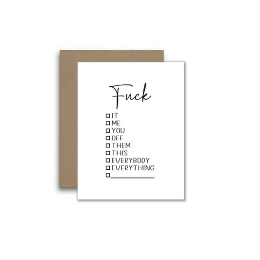 Fuck Checklist – Funny Fill-in-the-Blank Greeting Card