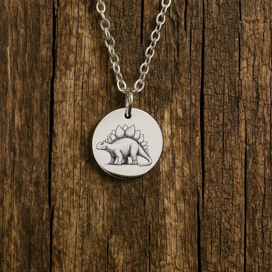 Stegosaurus Necklace – Gold or Silver Dinosaur Charm – Personalized Gift for Dino Lovers – Cute Jewelry – Keychain Option Available