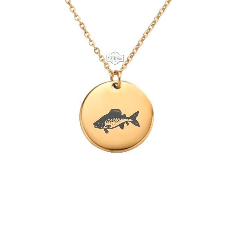 Trout Fish Necklace – Gold or Silver Fishing Charm – Personalized Gift for Angler or Nature Lover – Rustic Jewelry – Keychain Available