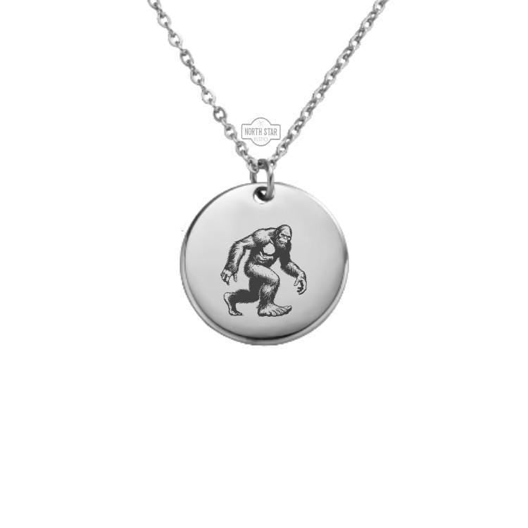 Bigfoot Necklace or Keychain – Sasquatch Pendant Gift for Him or Her, Personalized Cryptid Jewelry in Gold or Silver