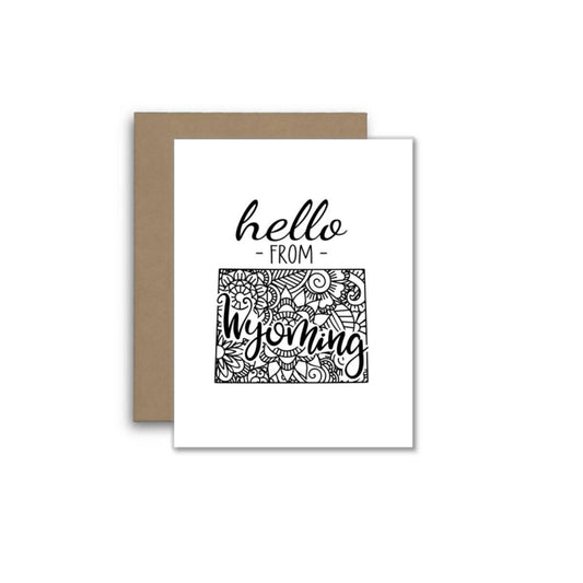 Hello from Wyoming Card – Boho Mandala State Outline Design