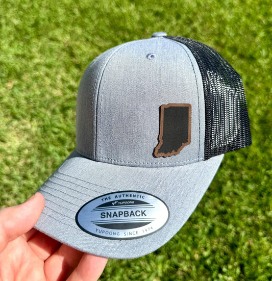 Indiana State Hat Snapback Trucker – Engraved Patch Cap for Indiana Residents, Indiana Pride, Midwest Gift, Hometown or Travel Style