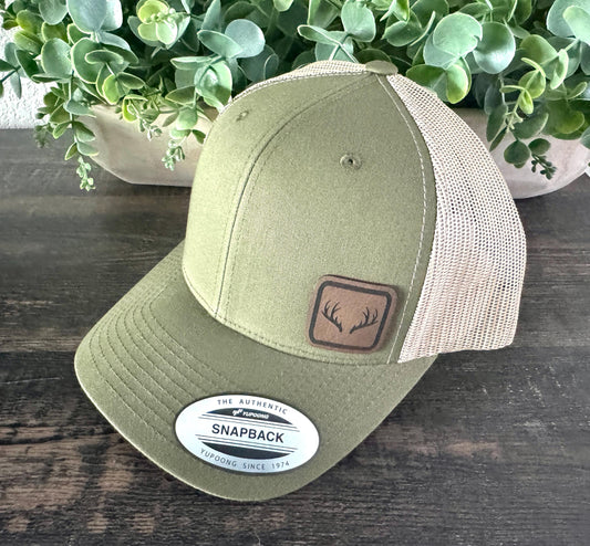 Deer Antlers Hat – Snapback or Trucker Cap for Hunters and Outdoorsmen – Rustic Wildlife Hat for Men, Nature Lovers, or Cabin Life