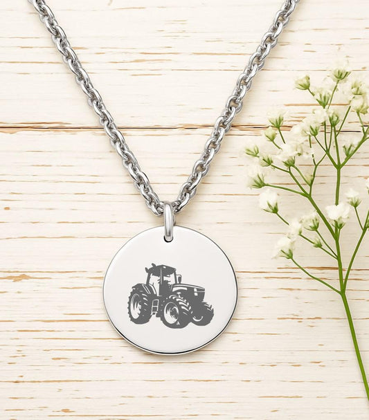 Tractor Necklace – Gold or Silver Pendant – Personalized Farmer Jewelry – Country Girl Gift – Farm Charm – Keychain Option Available