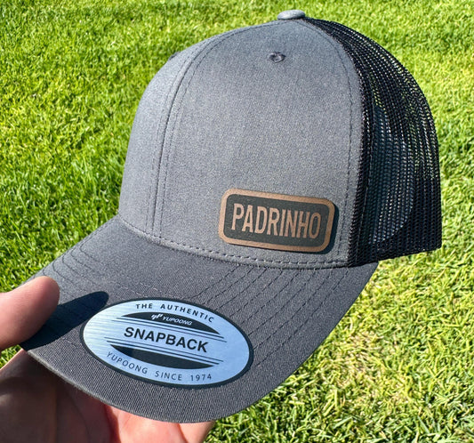 Padrinho  Trucker Hat – Snapback Cap Gift for Portuguese Grandpa or Godfather, Engraved Rustic Padrinho Hat