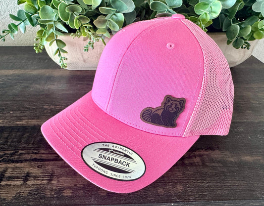 Red Panda Patch Trucker Hat – Cute Animal Snapback Cap, Wildlife Lover Gift, Engraved Red Panda Hat