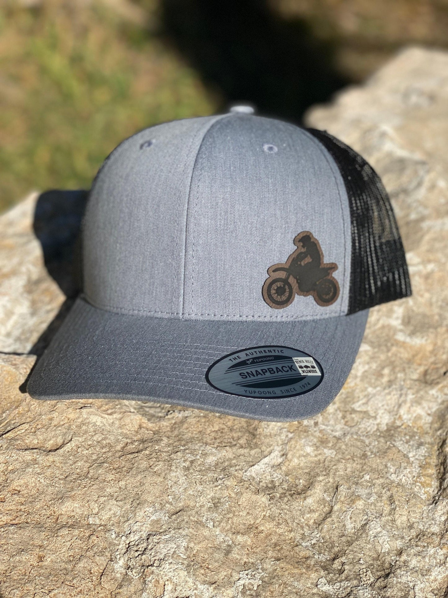 Dirt Bike  Trucker Hat – Snapback Cap with Motocross Rider Engraving, Off-Road Gift for Biker or MX Fan
