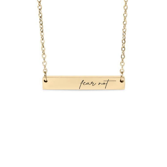 Fear Not Bar Necklace or Keychain – Christian Encouragement Gift – Engraved Faith Jewelry – Daily Reminder of Courage and Trust