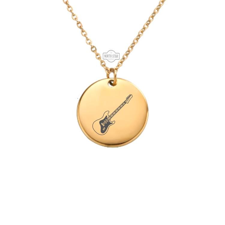 Bass Guitar Necklace - Music Gold or Silver Minimalist Dainty Engraved Custom Pendant Charm Jewelry - Personalized Gift For Her