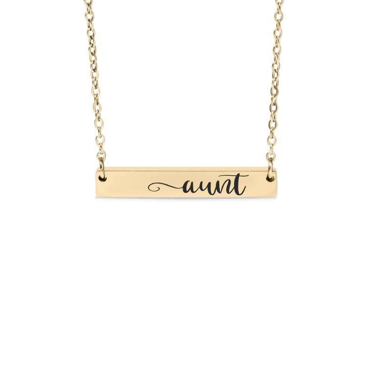 Aunt Bar Necklace or Keychain – Engraved Gift from Niece or Nephew – Simple Jewelry for Auntie – Family Keepsake Charm