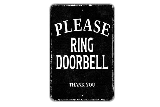 Please Ring Doorbell Thank You Sign - Indoor Or Outdoor Metal Wall Art - Custom Door Sign