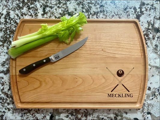 Pool Billiards Cutting Board | Pool Cue Stick Charcuterie Board | Custom Serving Tray | Personalized House Closing Gift | Team Sport Gift
