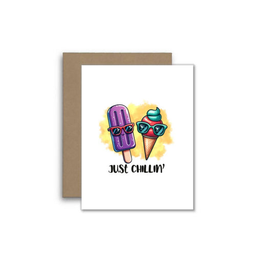 Just Chillin' – Cute Ice Cream & Popsicle Pun Greeting Card