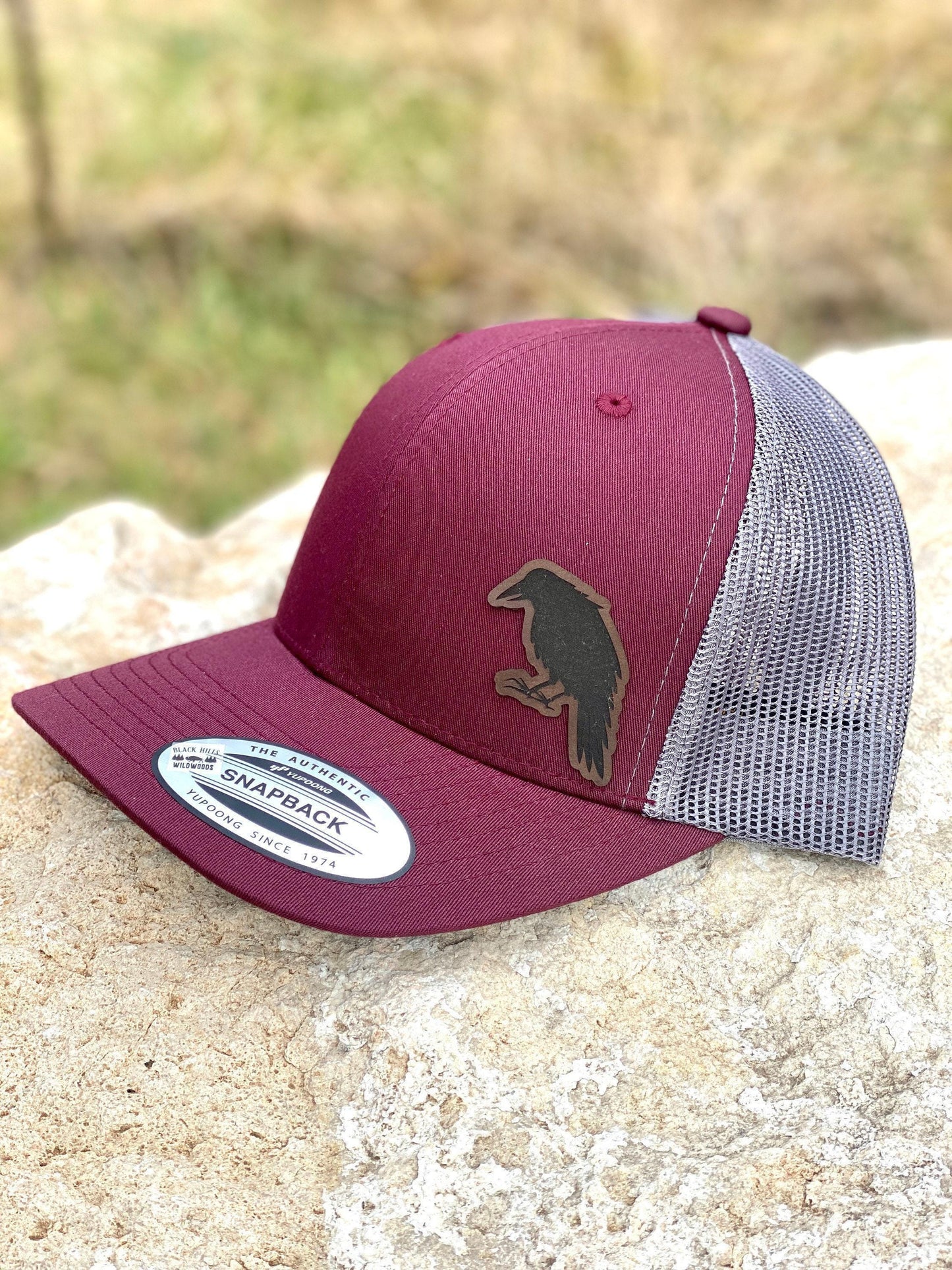 Crow  Trucker Hat – Snapback Cap with Engraved Crow Silhouette, Rustic Nature Hat, Bird Lover Gift, Gothic Style Cap