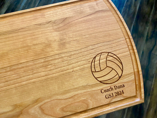 Volleyball Cutting Board | Coach Charcuterie Board | Custom Serving Tray | Personalized Housewarming Closing Gift | Team Sport Coach Gift