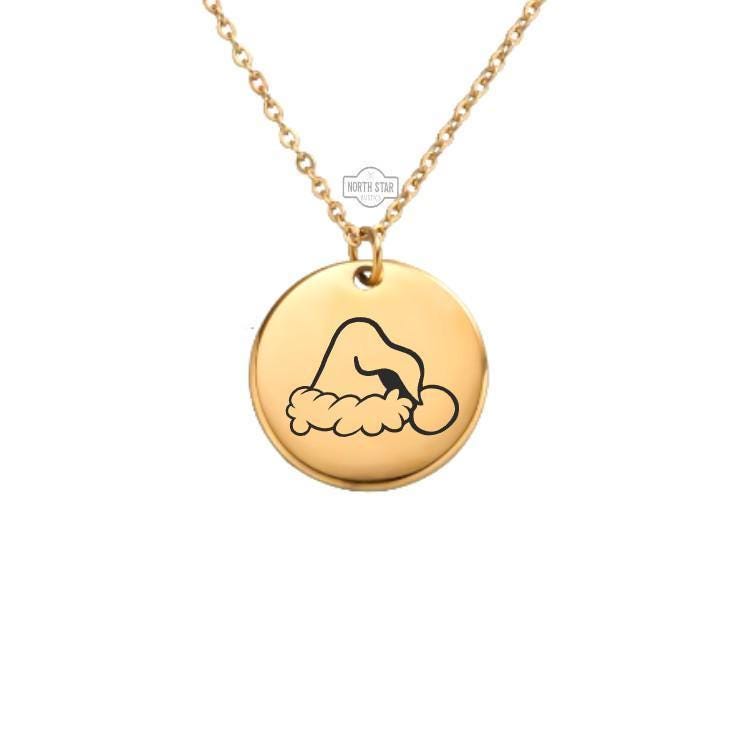 Santa Hat Necklace or Keychain – Personalized Holiday Gift for Her or Him, Festive Christmas Charm in Gold or Silver