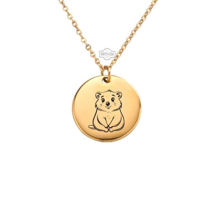 Quokka Necklace or Keychain – Personalized Cute Animal or Wildlife Gift in Gold or Silver, Happy Aussie Charm for Her or Him