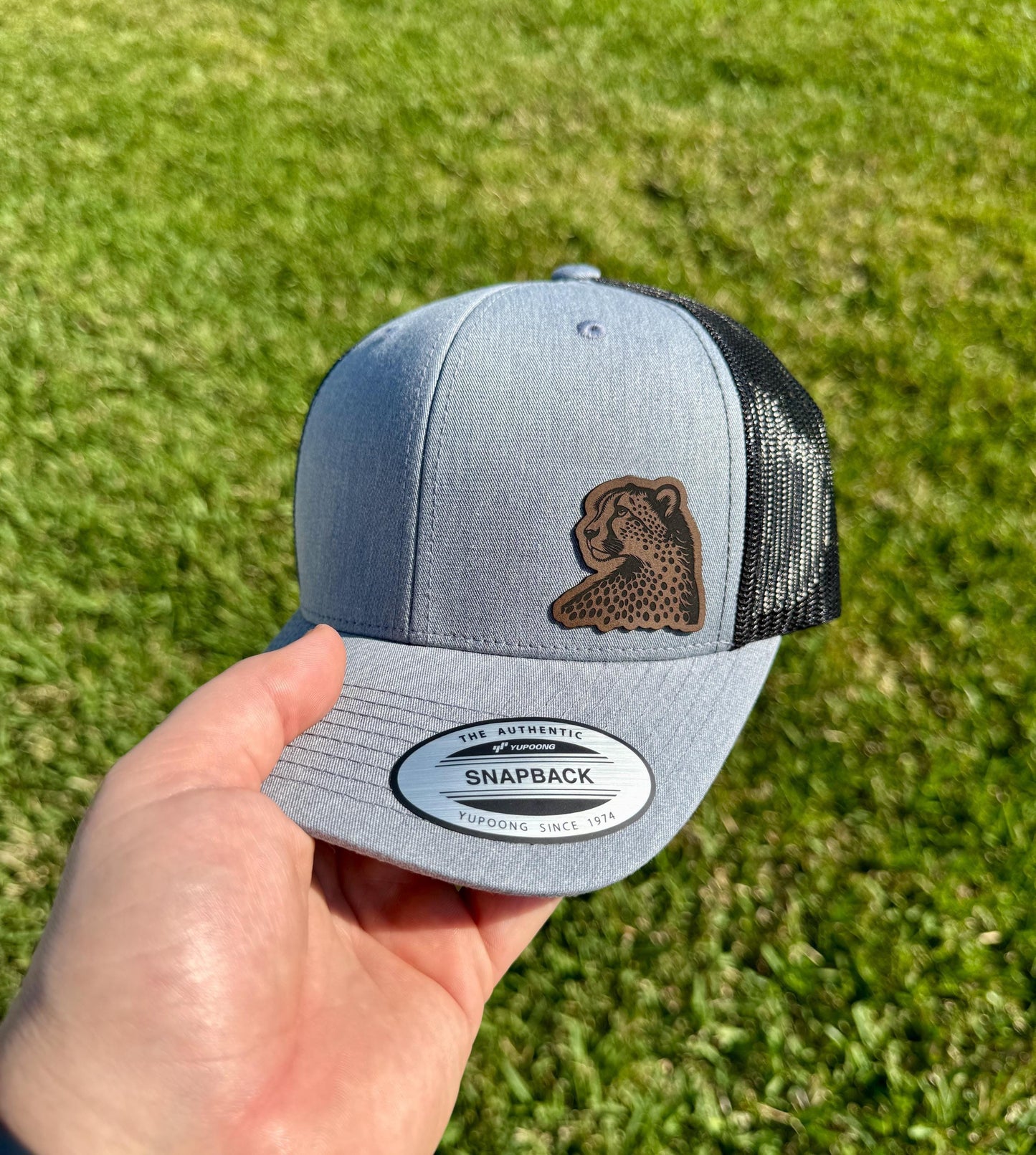Leopard Hat Snapback Trucker – Engraved Patch Animal Cap, Wild Cat Lover Gift, Cheetah Style Hat for Safari or Bold Fashion Fans
