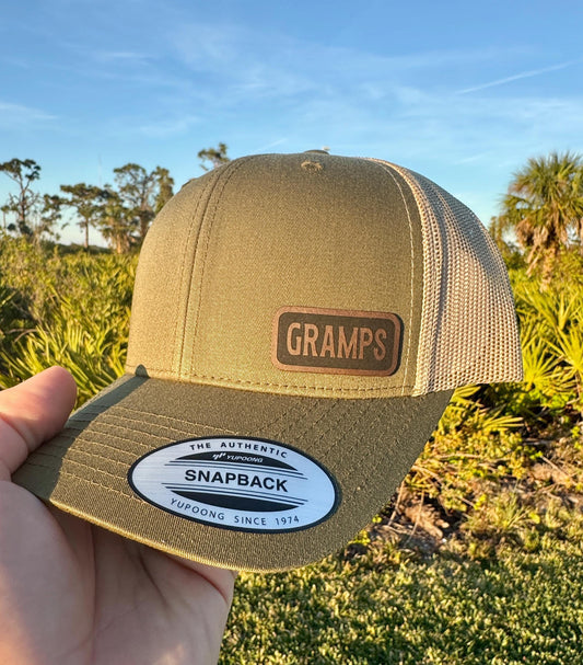 Gramps Patch Trucker Hat – Snapback Cap for Grandpa, Engraved Hat Gift for Grandfather, Papa, or New Gramps - Baseball Cap Gift