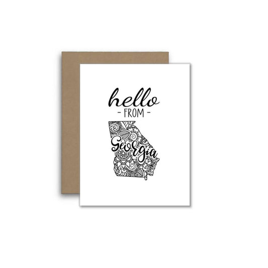 Hello from Georgia – Boho Mandala State Outline Card