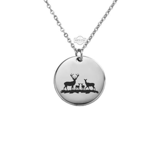 Deer Family Necklace or Keychain – Personalized Nature or Family Gift in Gold or Silver, Woodland Animal Charm for Her or Him