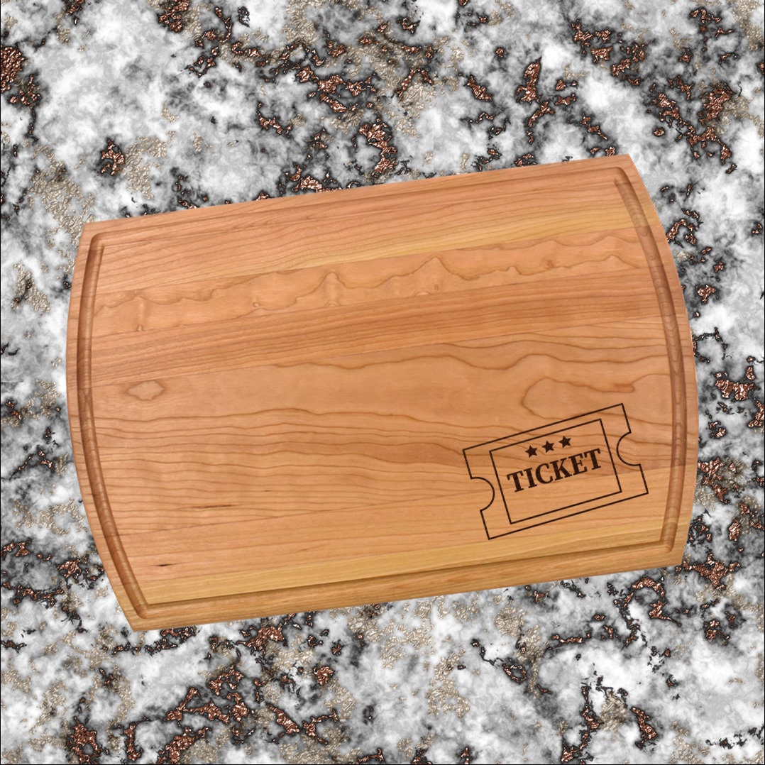 Ticket Stub Cutting Board | Movie Film Concert Ticket Charcuterie Board | Custom Serving Tray | Personalized Movie Goer Gift