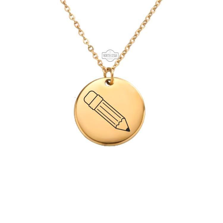 Pencil Necklace or Keychain – Personalized Teacher or Writer Gift in Gold or Silver, Creative Charm for Her or Him