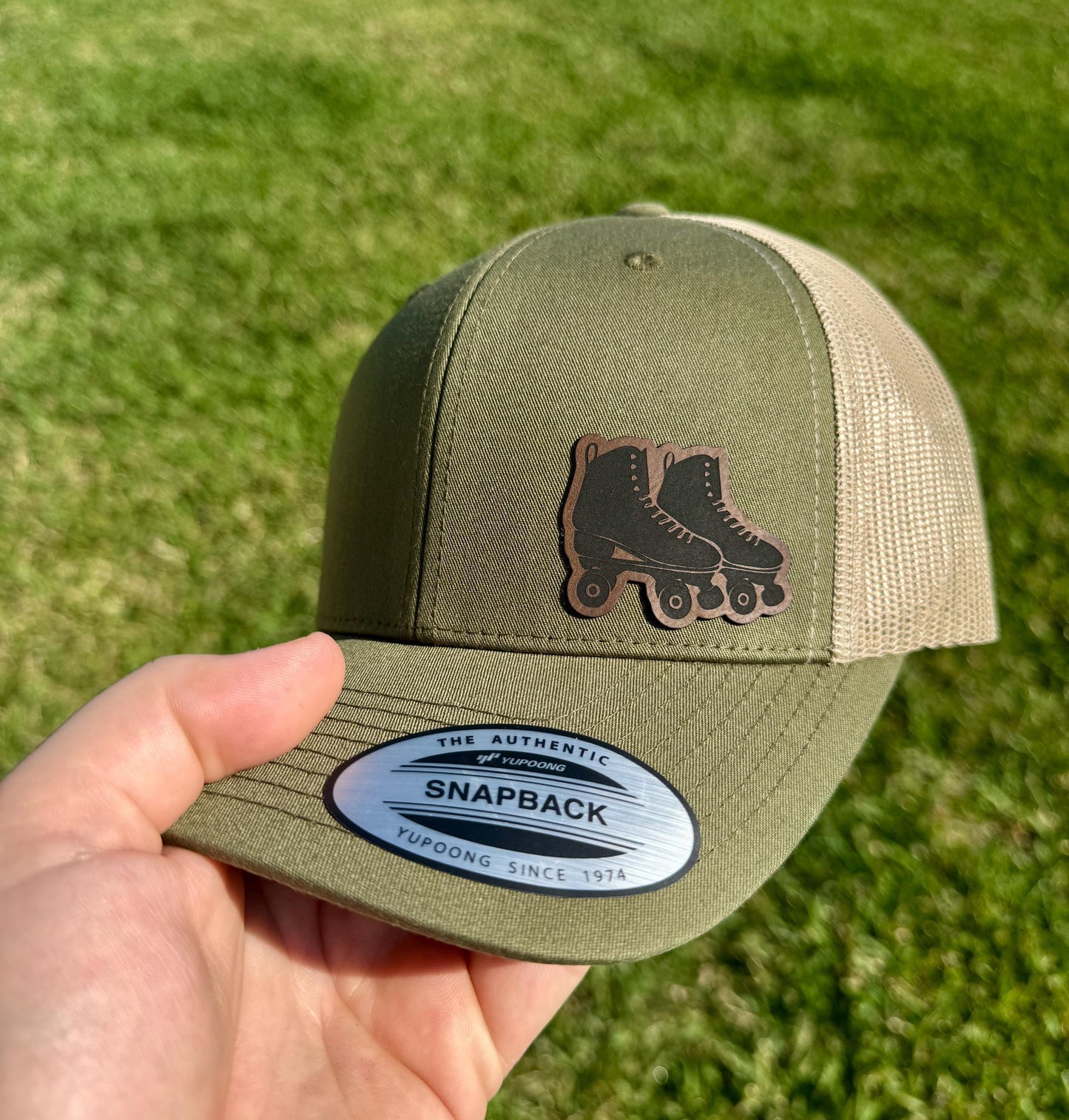 Roller Skates Hat – Snapback Trucker Hat with Patch – Retro Skater Cap – Roller Derby Gift – Vintage Skating Hat – Gift for Him or Her