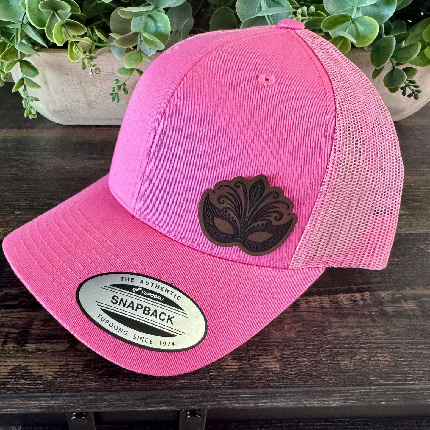 Mardi Gras Mask Hat – Engraved Patch Masquerade Cap, Fat Tuesday Party Hat, New Orleans Parade Style