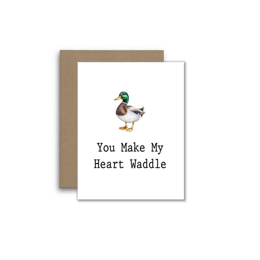 Cute Duck Love Card – You Make My Heart Waddle 🦆❤️