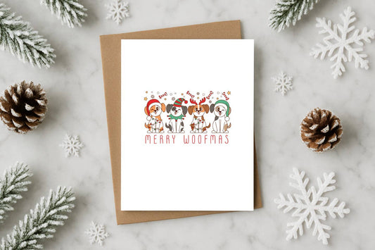 Merry Woofmas Funny Dog Christmas Card – Cute Holiday Card