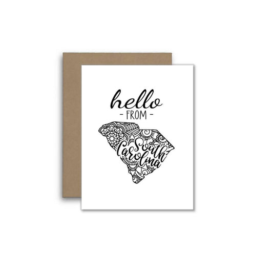 Hello from South Carolina – Boho Mandala State Outline Card