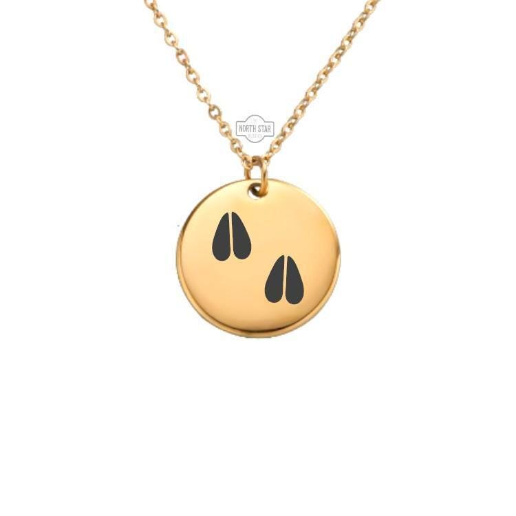 Deer Tracks Necklace – Gold or Silver Nature Charm – Personalized Gift for Hunters or Hikers – Rustic Jewelry – Keychain Available