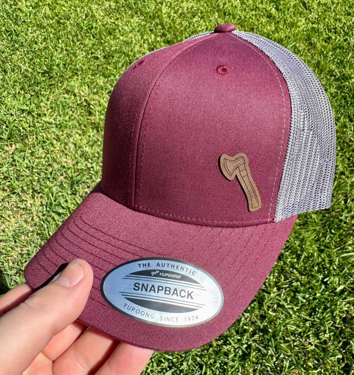 Ax Hat – Lumberjack Style Trucker or Snapback Cap – Outdoorsman Hat with Axe Design for Campers, Woodworkers, or Cabin Life