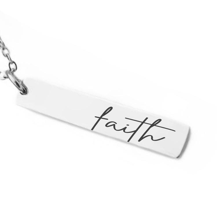 Faith Bar Necklace or Keychain – Minimalist Engraved Christian Gift – Spiritual Jewelry for Her or Him – Inspirational Token
