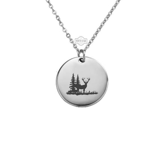 Buck Deer Necklace – Gold or Silver Deer Antler Charm – Outdoorsman Gift – Personalized Wildlife Jewelry – Keychain Option Available