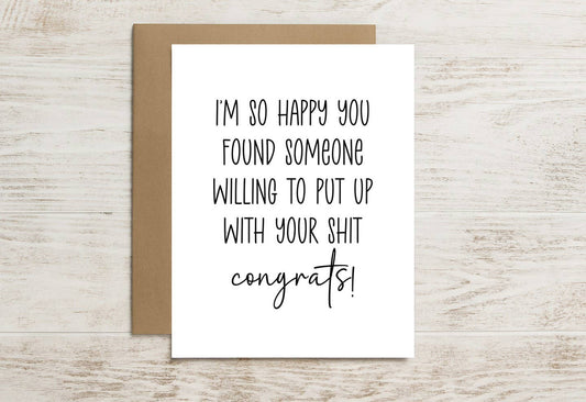 Funny Wedding Card – Congrats on Finding Your Tolerator