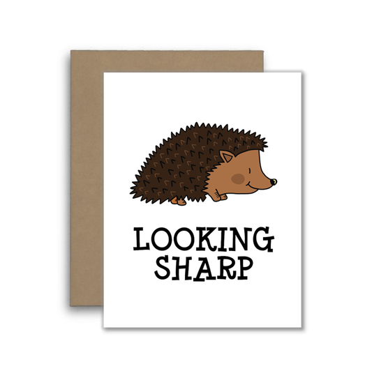 Looking Sharp Porcupine Card – Cute Animal Pun Greeting – Fu