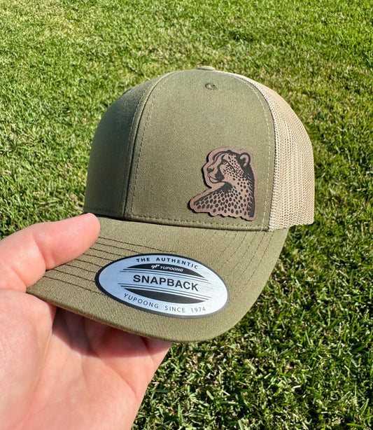 Leopard Hat Snapback Trucker – Engraved Patch Animal Cap, Wild Cat Lover Gift, Cheetah Style Hat for Safari or Bold Fashion Fans