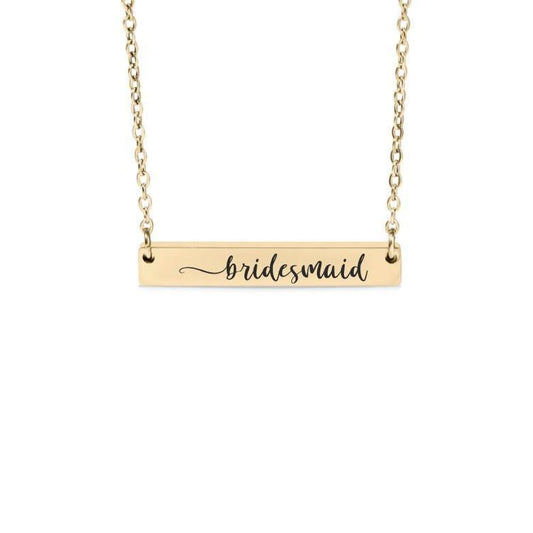 Bridesmaid Bar Necklace or Keychain – Wedding Party Gift – Engraved Jewelry for Bridesmaid Proposal or Thank You Keepsake