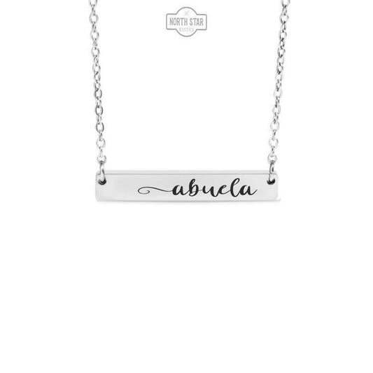 Abuela Bar Necklace or Keychain – Gift from Grandkids – Engraved Jewelry for Spanish Grandma – Simple and Loving Keepsake