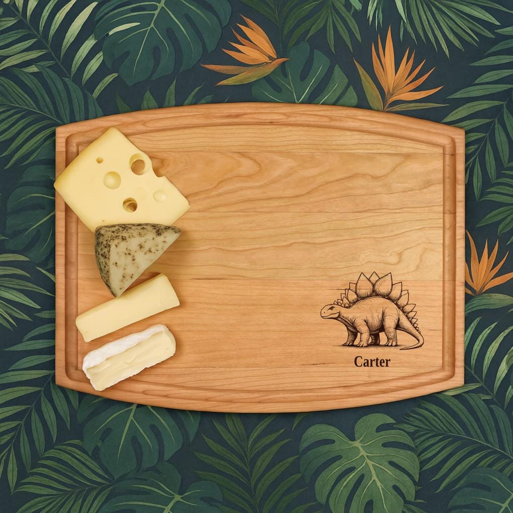 Stegosaurus Cutting Board | Dinosaur or Dino Chopping or Charcuterie Board | Custom Serving Tray | Personalized Wedding Anniversary Gift