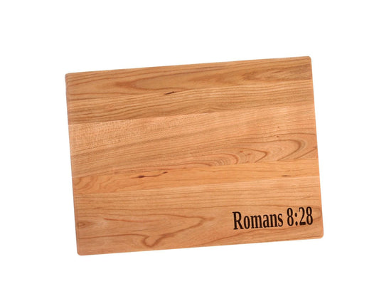 Romans 8:28 Bible Verse Cutting Board | Choose ANY Bible Verse Charcuterie Board | Custom Serving Tray | Personalized Kitchen Cutting Gift
