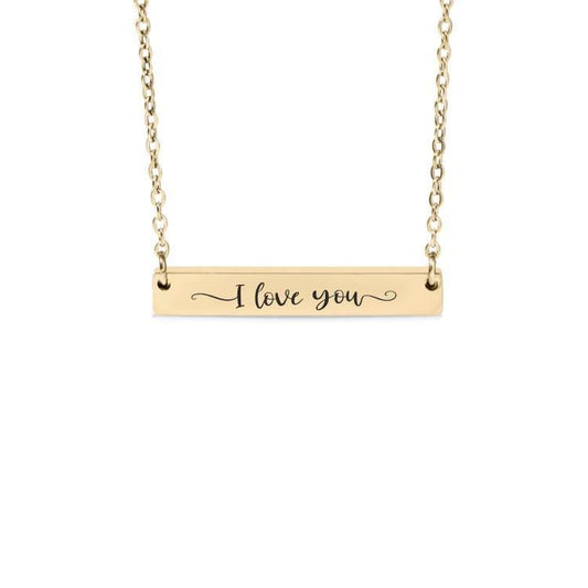 I Love You Bar Necklace or Keychain – Engraved Romantic Gift – Meaningful Jewelry for Partner, Family, or Friend