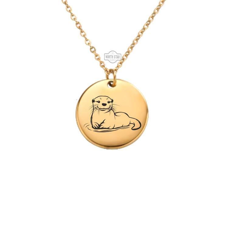Otter Necklace – Gold or Silver Animal Charm – Personalized Gift for Otter Lovers – Cute Nature Jewelry – Keychain Available
