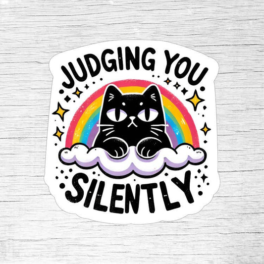 Judging You Silently Funny Cat Sticker for Cat Lovers